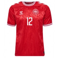 Camisa de Futebol Dinamarca Kasper Dolberg #12 Equipamento Principal Europeu 2024 Manga Curta